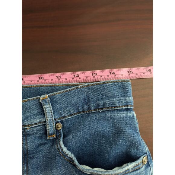 Loft The Straight Crop Jeans Women's Sz 4/27 Hi Rise Medium Wash Frayed Denim - Picture 7 of 13